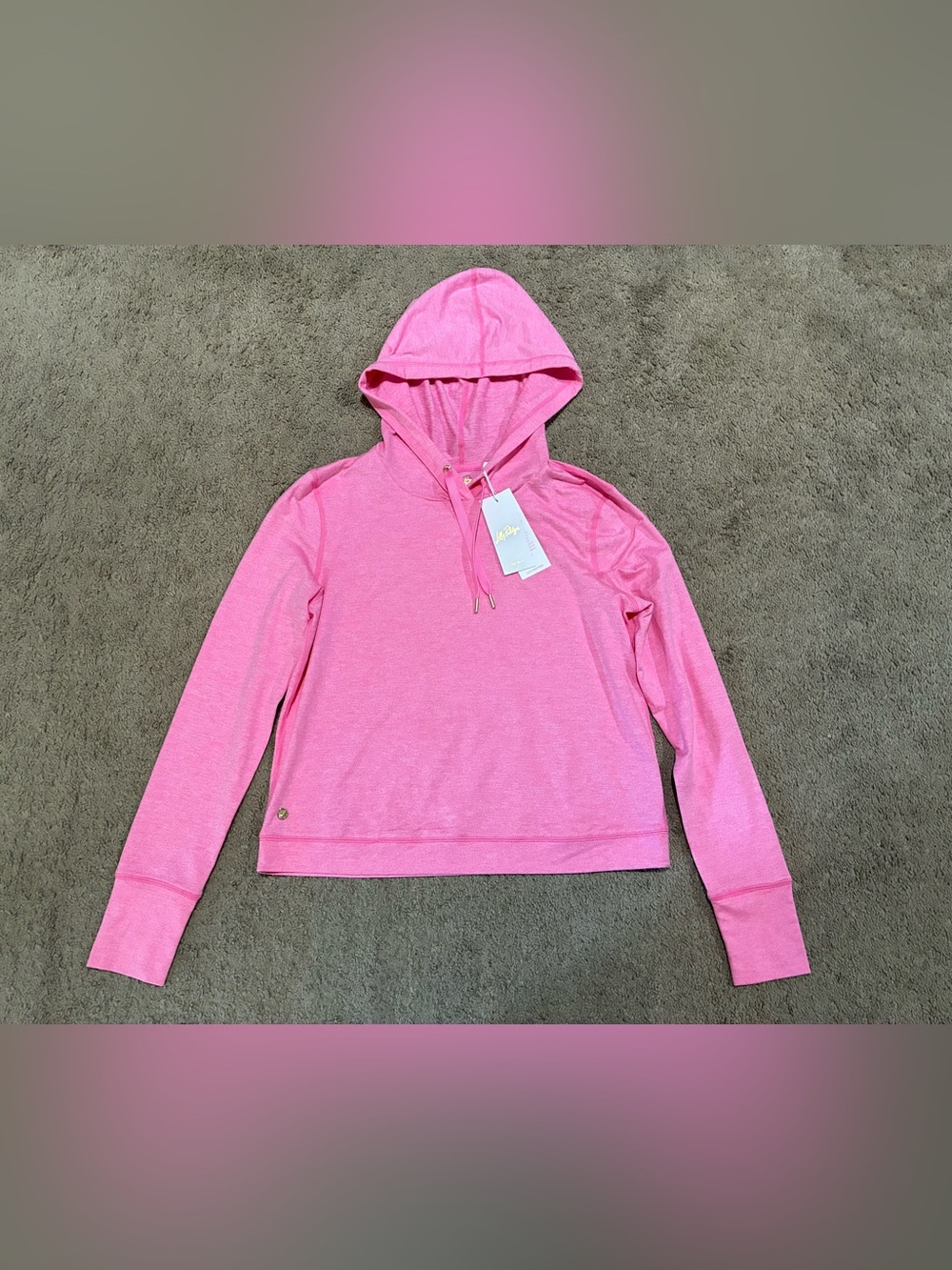 Lilly Pulitzer ASENA UPF 50+ HOODIE HEATHERED CONFETTI PINK Women’s Size XXS New
